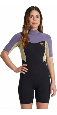 2026 Billabong Womens Synergy 2mm Back Zip Shorty Wetsuit ABJW500116 - Grey Violet