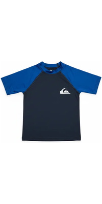 2026 Quiksilver Bambino Everyday Canotta In Lycra A Maniche Corte Con Protezione UPF50 AQBWR03064 - Blu Navy Scuro / Blu Monaco