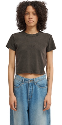 2026 Element Da Donna Maglia A Collo Basso Crop T-Shirt ELJKT00117 - Off Black
