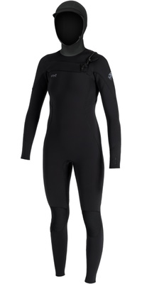 2026 O'Neill Da Donna Epic 6/4mm Chest Zip Con Cappuccio Muta 5653 - Black