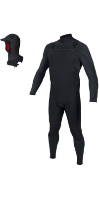 2026 ONeill Da Uomo Mutant+ 4/3mm Chest Zip Con Cappuccio Muta 5724 - Black