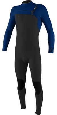 2026 O'Neill Mens Hyperfreak+ 4/3mm Chest Zip Wetsuit 5344 - Tempered Steel / Twilight Blue