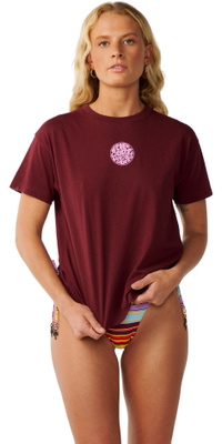2026 Rip Curl Da Donna Icone Del Surf Relaxed T-Shirt 0RVWTE - Dark Plum