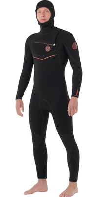 2026 Rip Curl Da Uomo F-Bomb Fusion 4/3mm Chest Zip Con Cappuccio Muta 174MFS - Black