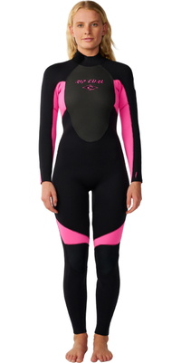2026 Rip Curl Da Donna Omega 4/3mm Back Zip Muta 17CWFS - Black / Pink