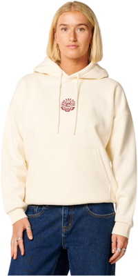 2026 Rip Curl Da Donna Icone Del Patrimonio Surf Heritage Hoodie 06NWFL - Bone / Dark Plum