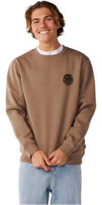 2026 Rip Curl Da Uomo Maglietta Wettie Icon Crew Sweatshirt CFEHN9 - Walnut