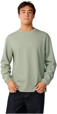 Rip Curl Da Uomo Premium Maglietta Waffle Da Surf Manica Lunga 13BMTE - Sage