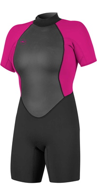 2025 ONeill Womens Reactor II 2mm Back Zip Shorty Wetsuit 5043 - Black / Berry