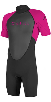 2025 ONeill Youth Reactor II 2mm Back Zip Shorty Muta 5045 - Black / Berry