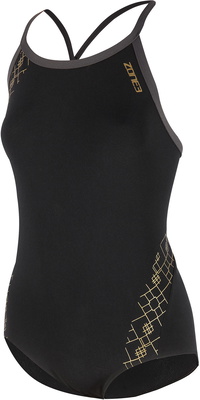 Zone3 Da Donna Costume Da Bagno Iconic Bound Back SW20WIB - Black / Grigio / Gold