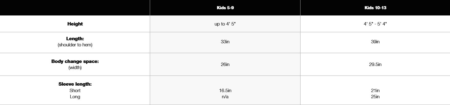 Dryrobe Junior 22 0 Guida alle taglie