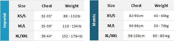 Palm Womens BA 19 Womens Size Chart